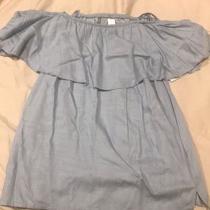 Off the should baby blue shirt
